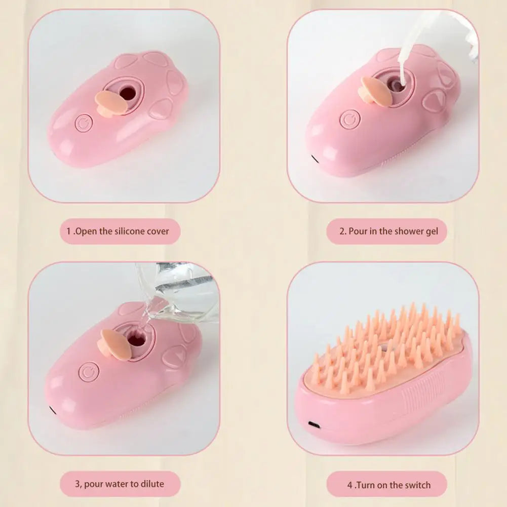 Electric Pet Grooming Brush With Spray For Less Hair