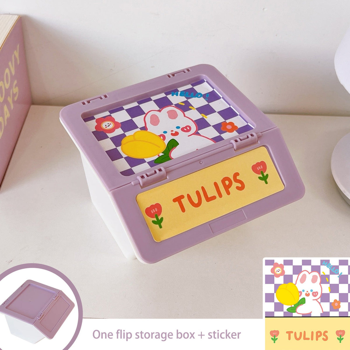 Cute Desktop Flip Storage Box for Stationery & Makeup