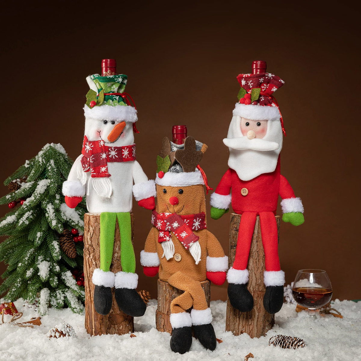 Christmas Wine Bottle Covers for Festive Holiday Tables