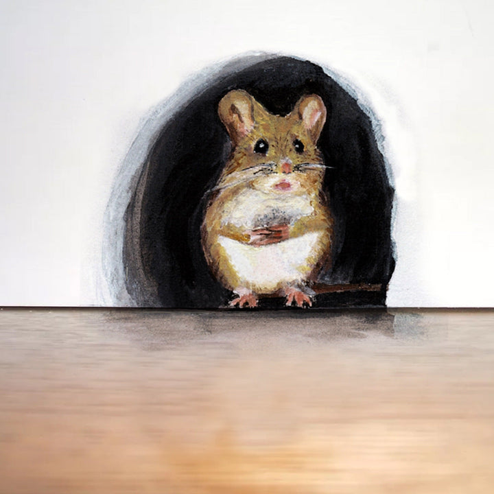 Cartoon Mouse Hole Stickers for Playful Home Decor