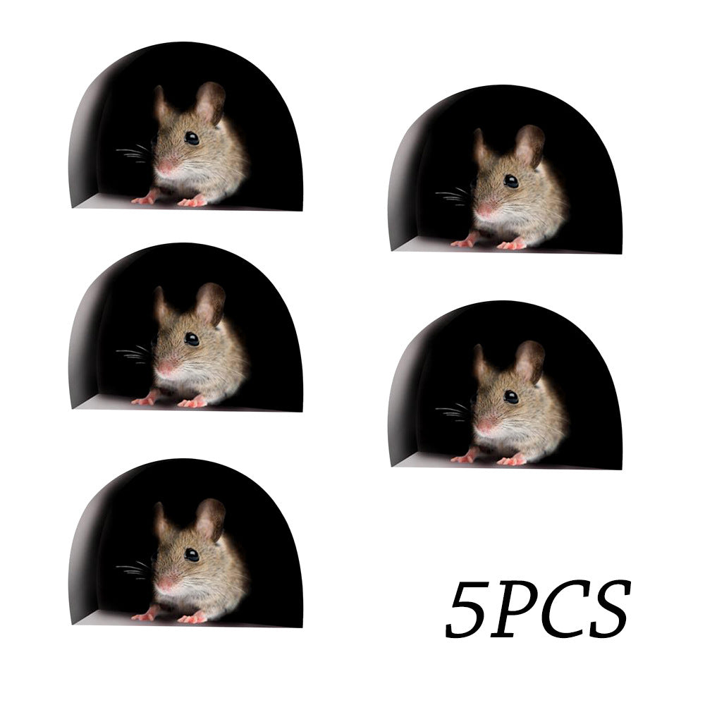 Cartoon Mouse Hole Stickers for Playful Home Decor