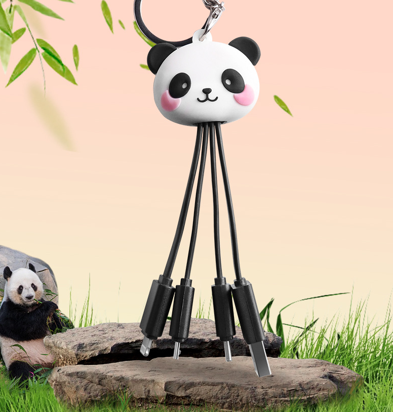 Panda Keychain Charging Cable 3-in-1 Fast Charge