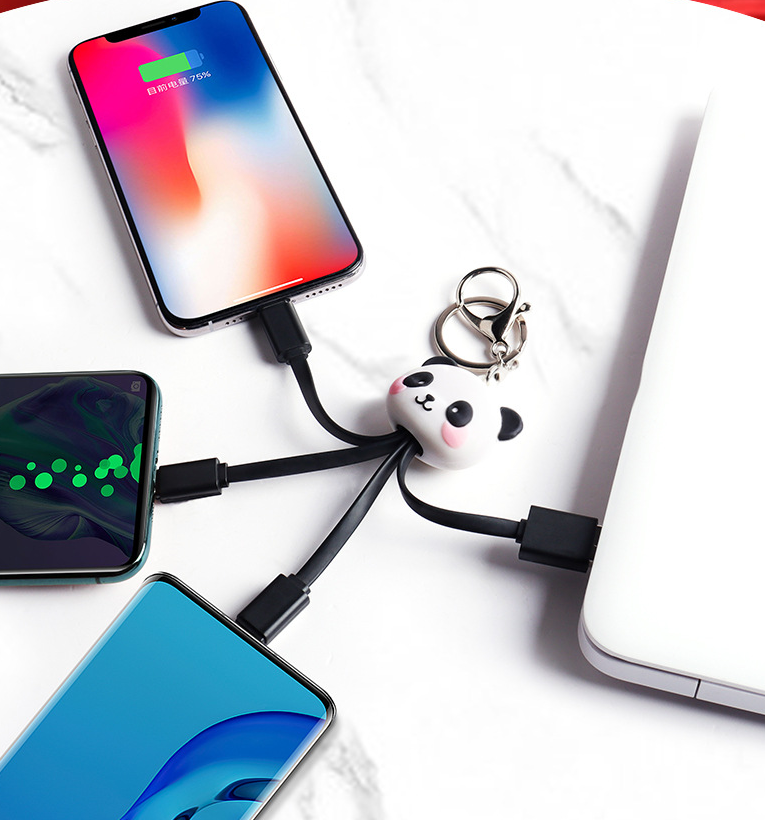 Panda Keychain Charging Cable 3-in-1 Fast Charge