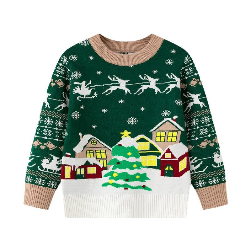 Baby Christmas Sweater With Festive Village Knit Look