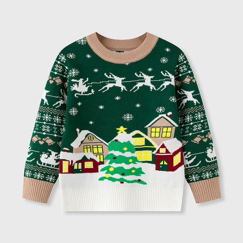 Baby Christmas Sweater With Festive Village Knit Look