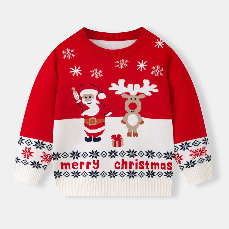 Baby Christmas Sweater With Santa Reindeer Style
