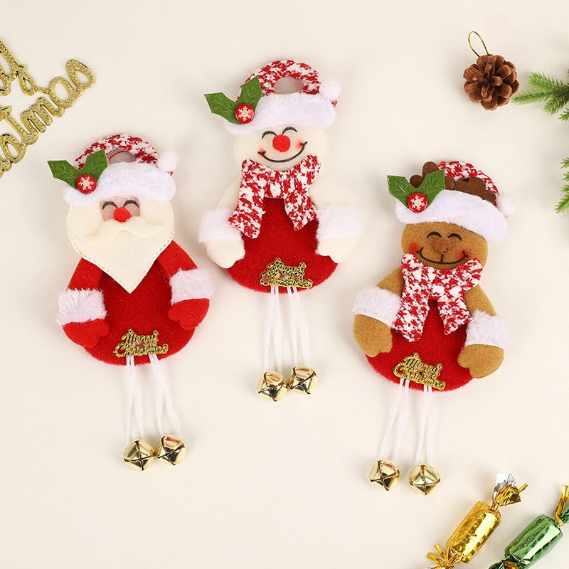 Santa Plush Christmas Tree Pendant with Jingle Bells
