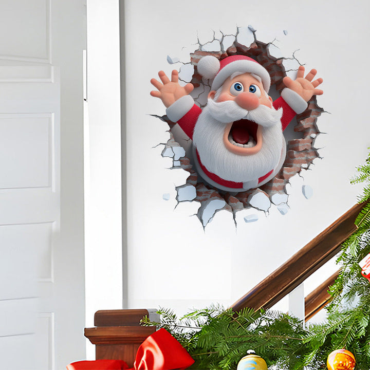 Santa Wall Sticker: 3D Christmas Party Backdrop Decor