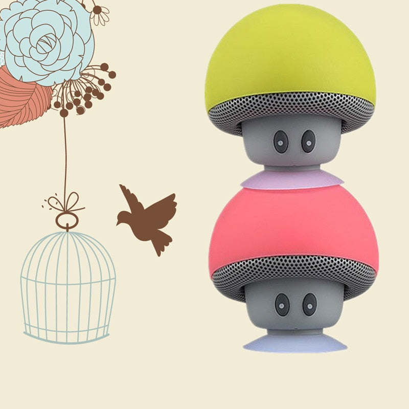 Cute Mushroom Bluetooth Speaker with Suction Cup Base
