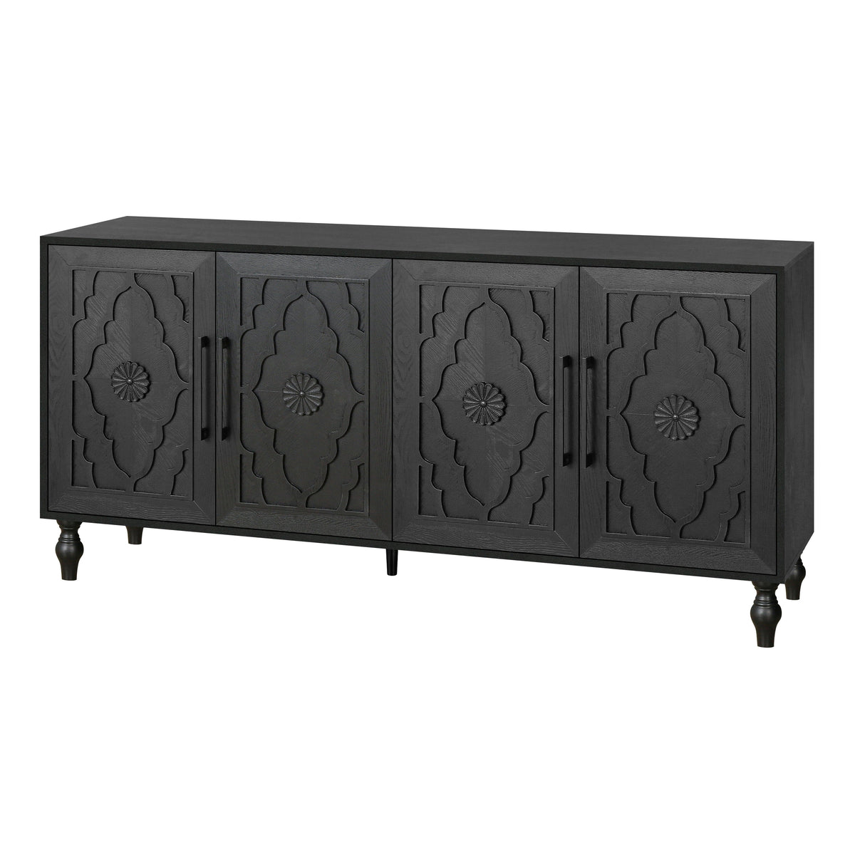 Carved Floral Door Sideboard Cabinet for Living Room