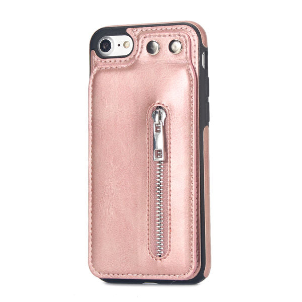 Rose Gold Faux Leather Wallet Case with Card Holder
