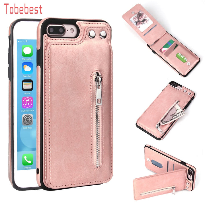 Rose Gold Faux Leather Wallet Case with Card Holder