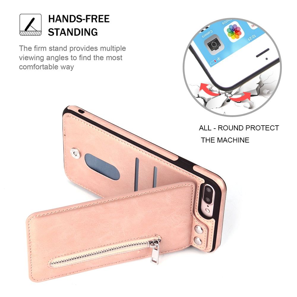 Rose Gold Faux Leather Wallet Case with Card Holder