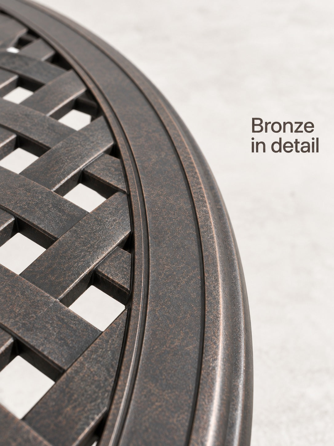 Cast Aluminum Round Patio Dining Table in Bronze Finish