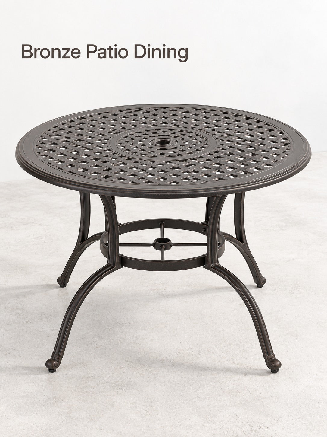 Cast Aluminum Round Patio Dining Table in Bronze Finish
