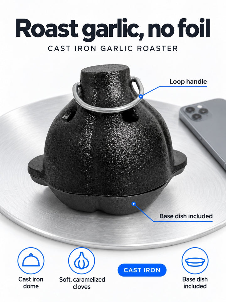 Cast Iron Garlic Roaster for Soft, Caramelized Cloves