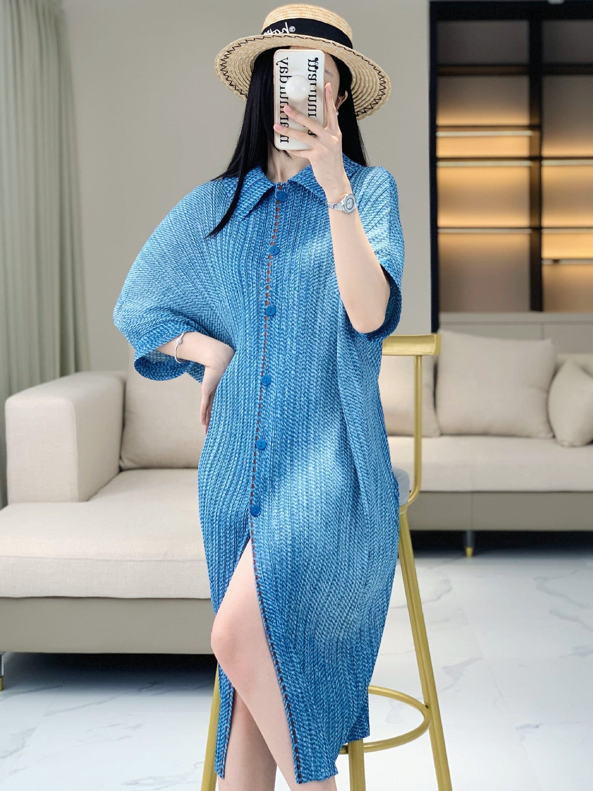Pleated Midi Shirt Dress for Effortless Summer Style