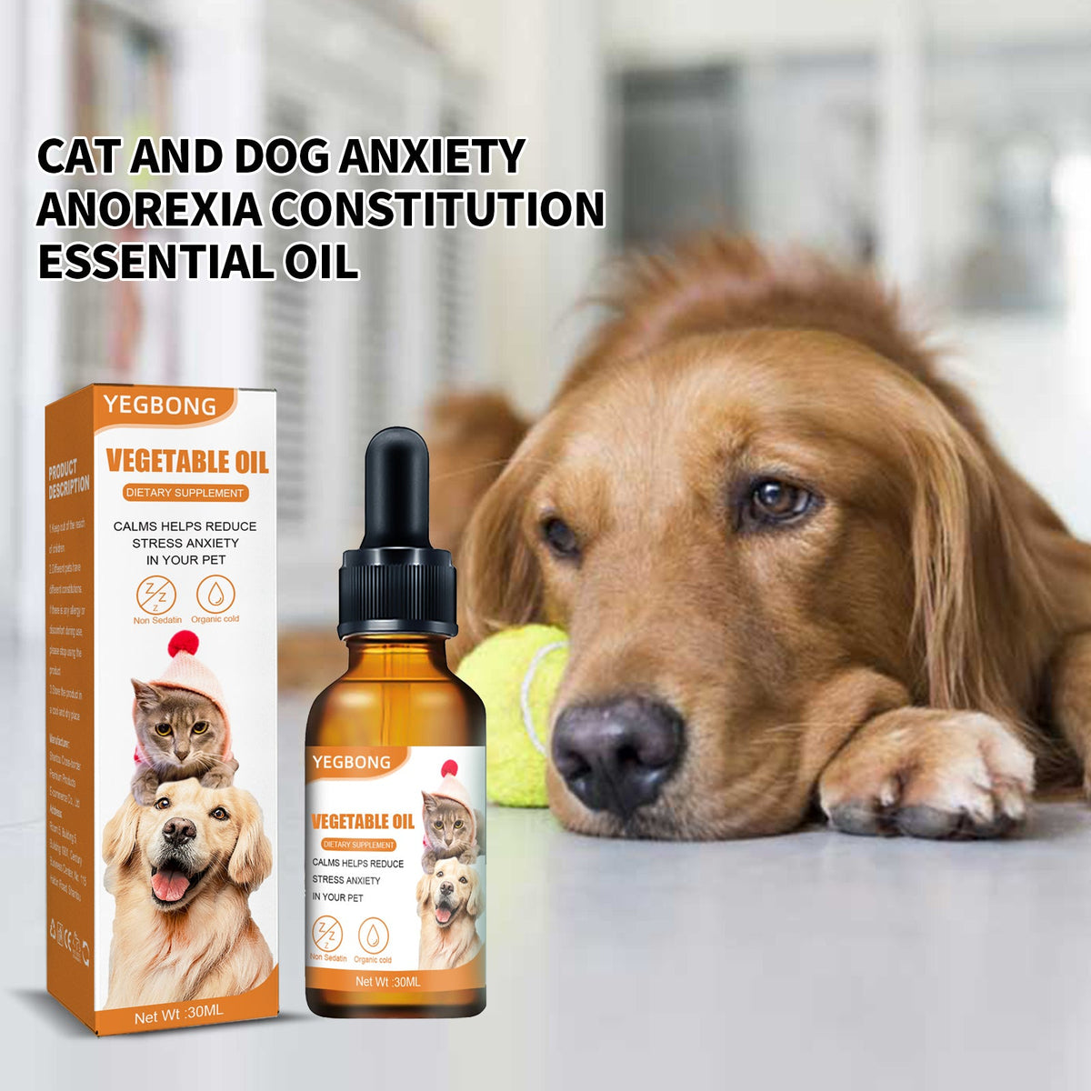 Pet Calming Oil for Cats & Dogs, Non-Sedating Support