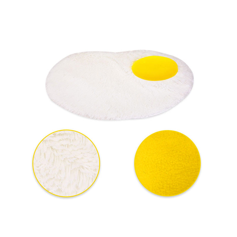 Fried Egg Pet Cushion With Non-Slip Plush Comfort Bed