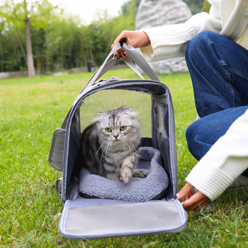 Breathable Foldable Cat Carrier With Soft Comfort Bed