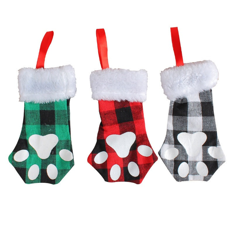 Cat Paw Mini Stocking Utensil Bags Set of 3 Christmas