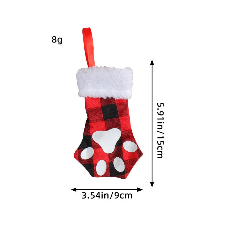 Cat Paw Mini Stocking Utensil Bags Set of 3 Christmas