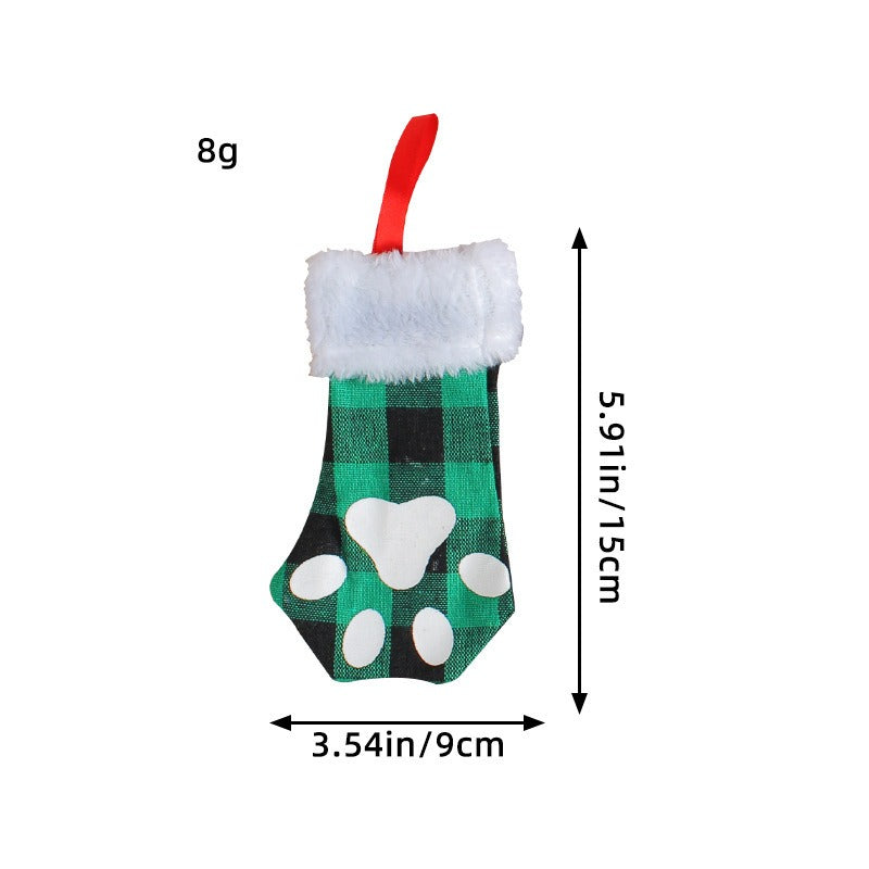 Cat Paw Mini Stocking Utensil Bags Set of 3 Christmas