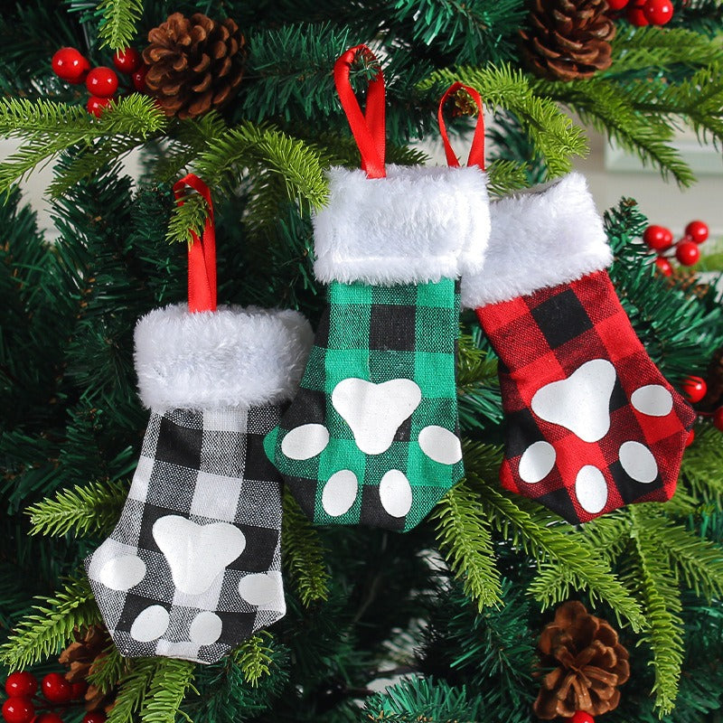 Cat Paw Mini Stocking Utensil Bags Set of 3 Christmas