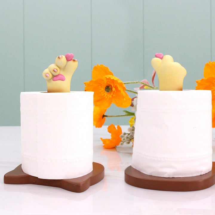 Cat Toilet Paper Holder With Charming Paw Decoration