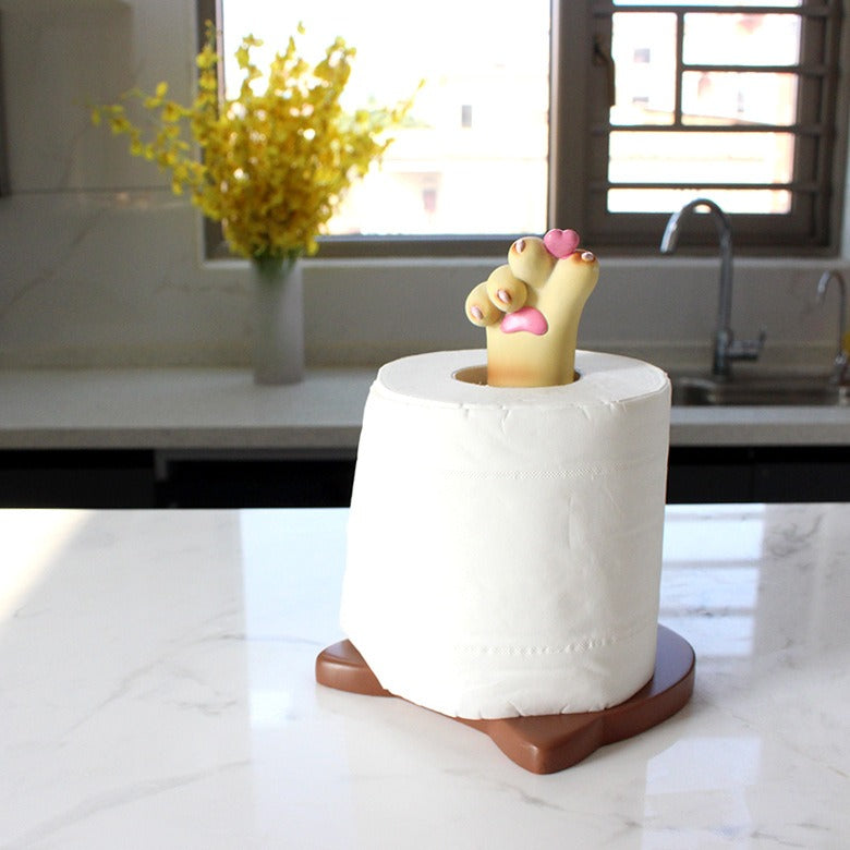 Cat Toilet Paper Holder With Charming Paw Decoration