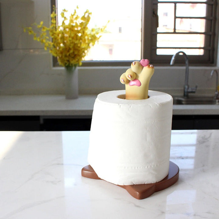 Cat Toilet Paper Holder With Charming Paw Decoration