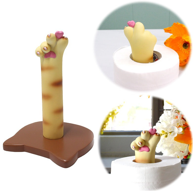 Cat Toilet Paper Holder With Charming Paw Decoration