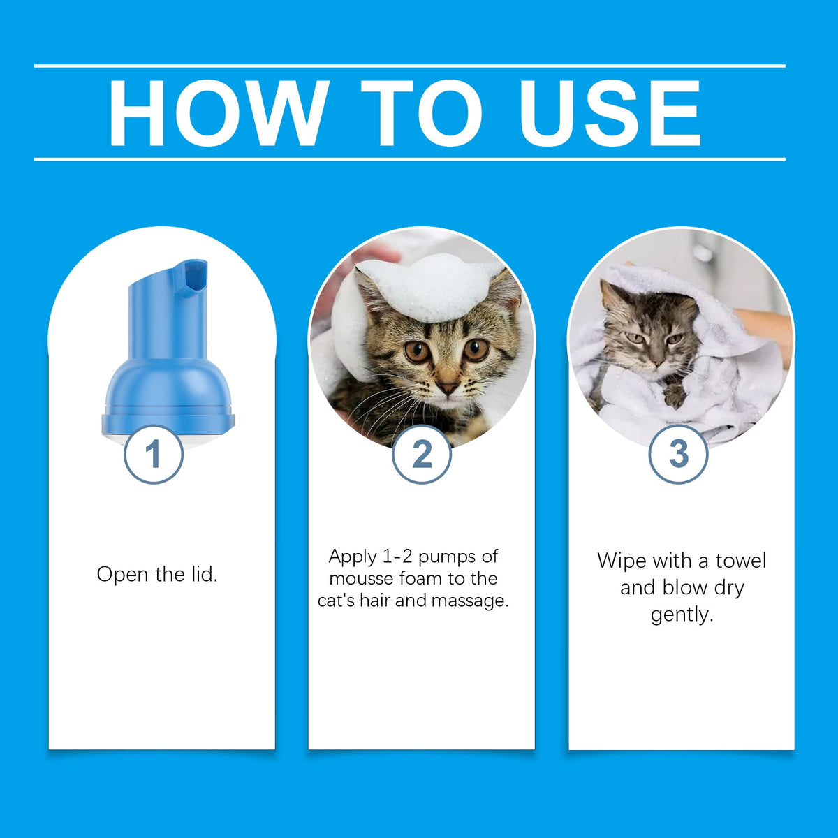 Waterless Cat Shampoo Mousse for Gentle Daily Cleaning