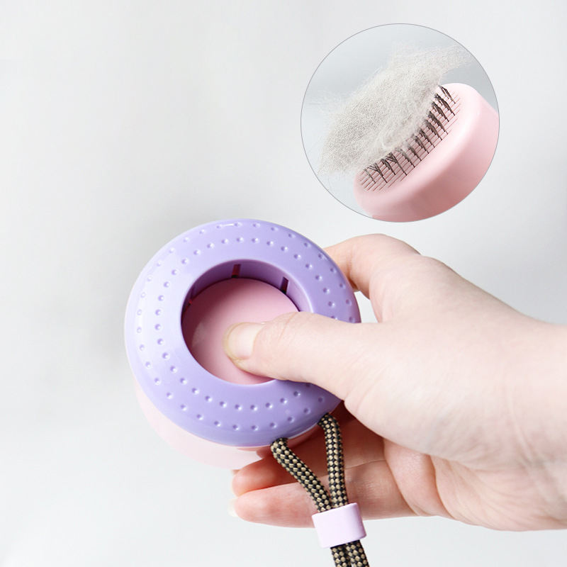 Cat Comb Brush: Press-To-Clean Loose Fur Grooming Tool