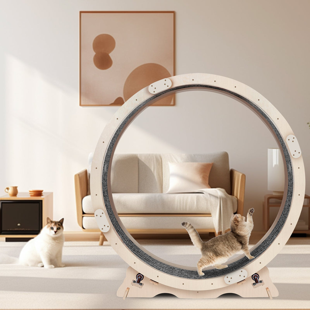 Cat Exercise Wheel 41in with Carpeted Running Track