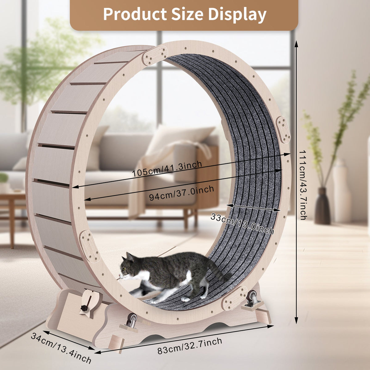Cat Exercise Wheel 41in with Carpeted Running Track