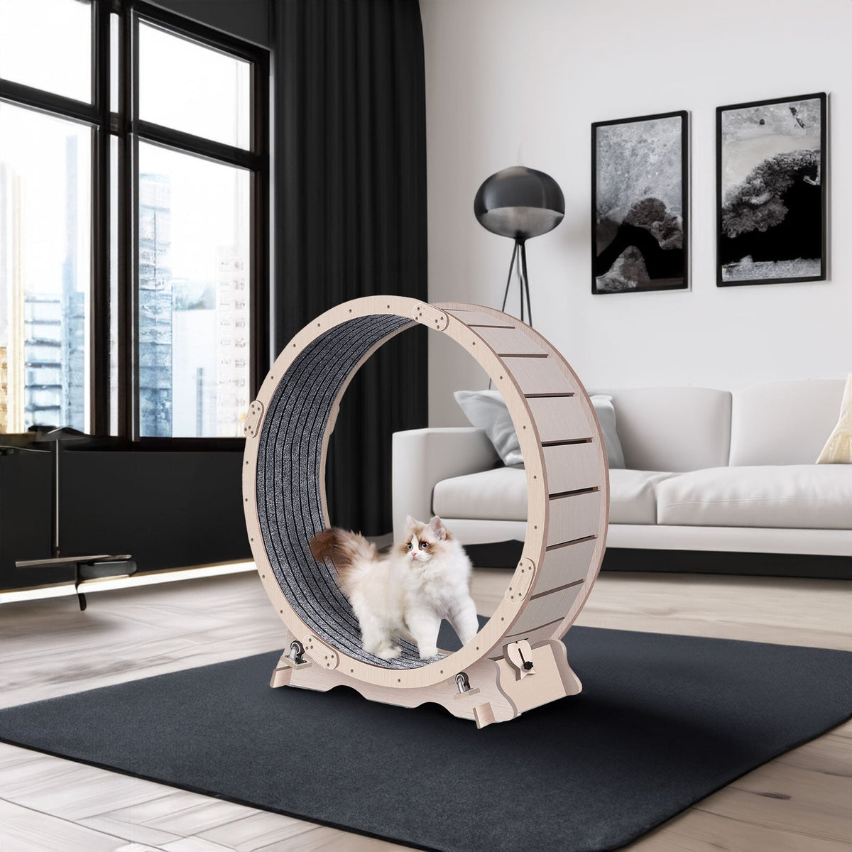 Cat Exercise Wheel 41in with Carpeted Running Track