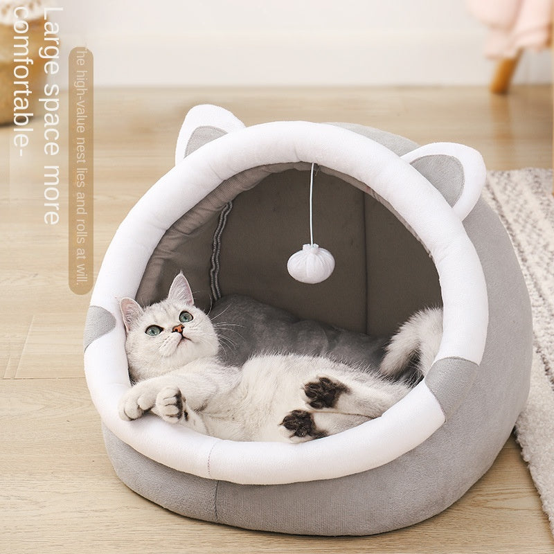 Enclosed Cat House Bed for Cozy Four-Season Rest