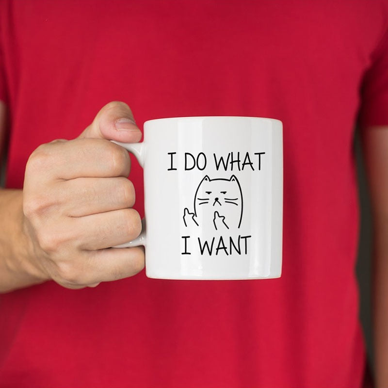 Funny Cat Coffee Mug: Sarcastic Middle Finger Gift