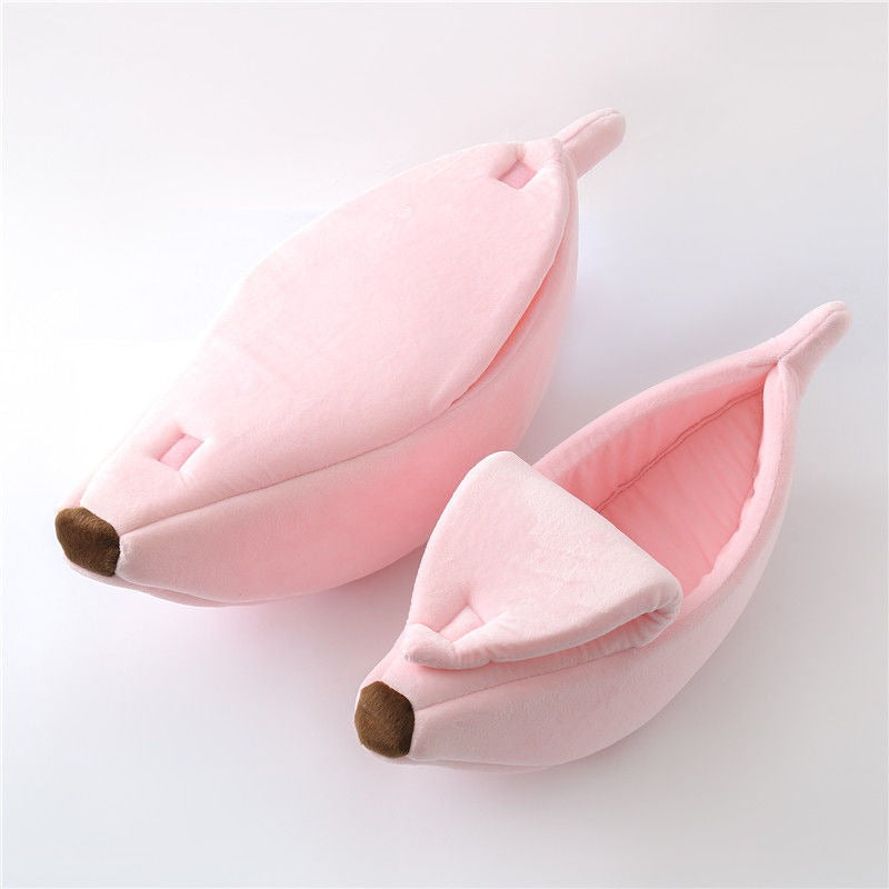 Pet Bed Banana-Shaped Cozy Indoor Cat Sleeping Nook