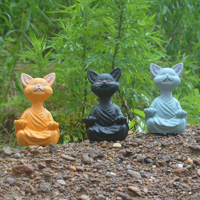 Zen Cat Resin Statue for Peaceful Home and Garden Decor
