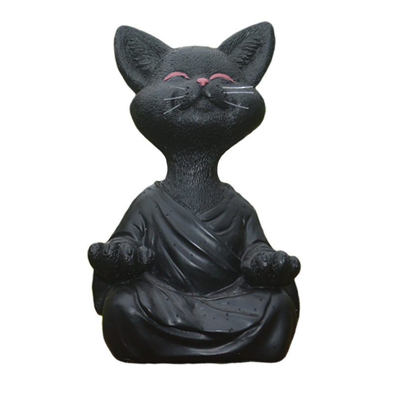 Zen Cat Resin Statue for Peaceful Home and Garden Decor