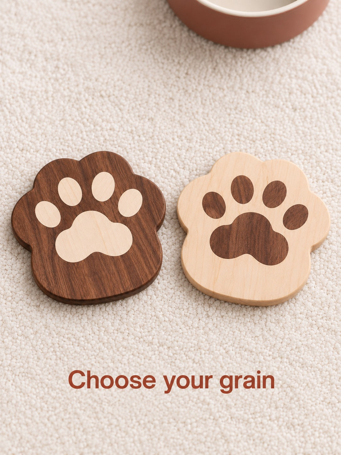 Cat Paw Solid Wood Coaster for Hot Mugs and Teapots