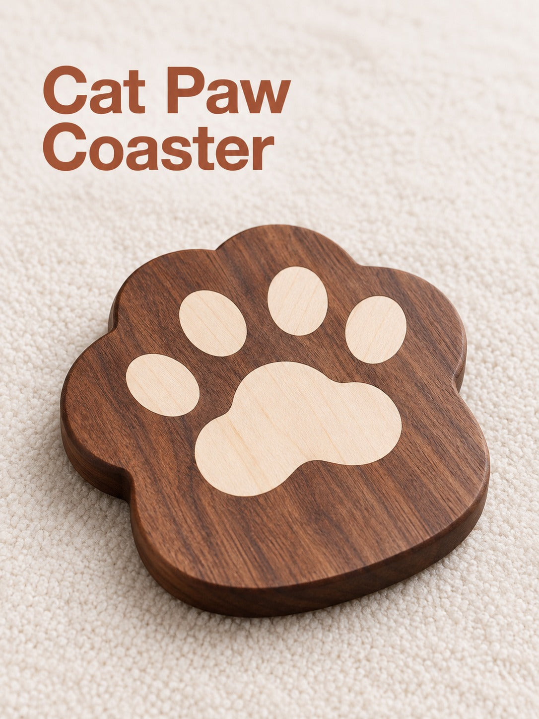 Cat Paw Solid Wood Coaster for Hot Mugs and Teapots
