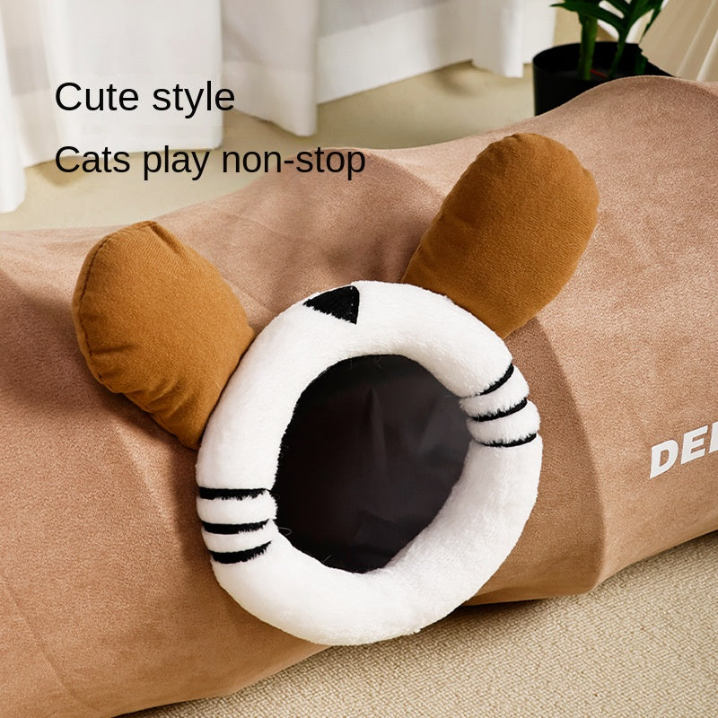 Three-Hole Cat Tunnel Bed for Indoor Play and Rest