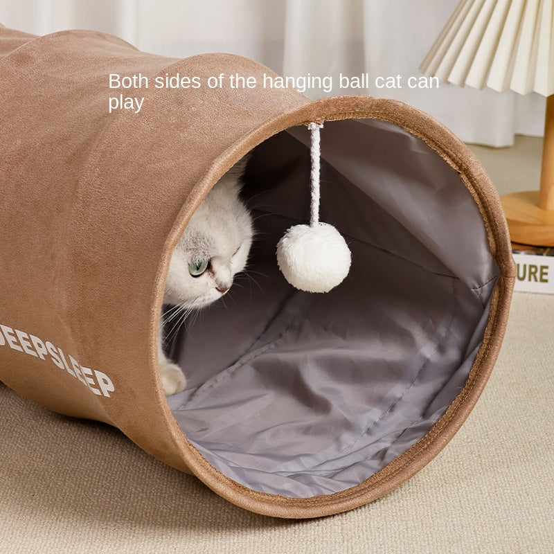 Three-Hole Cat Tunnel Bed for Indoor Play and Rest