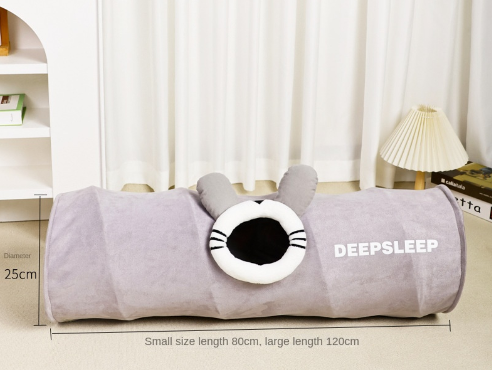 Three-Hole Cat Tunnel Bed for Indoor Play and Rest