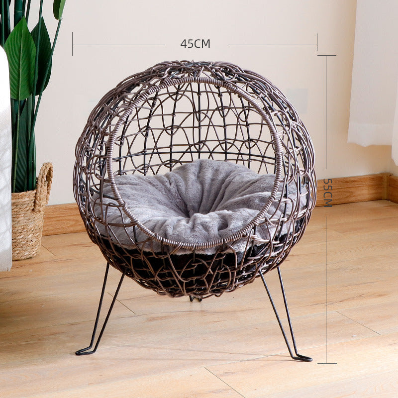 Elevated Rattan Cat Bed for Warm, Dust-Free Indoor Rest