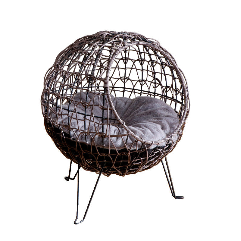 Elevated Rattan Cat Bed for Warm, Dust-Free Indoor Rest