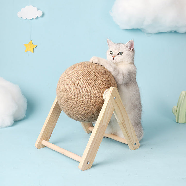 Wooden Cat Scratcher Ball for Easy Claw Care & Play